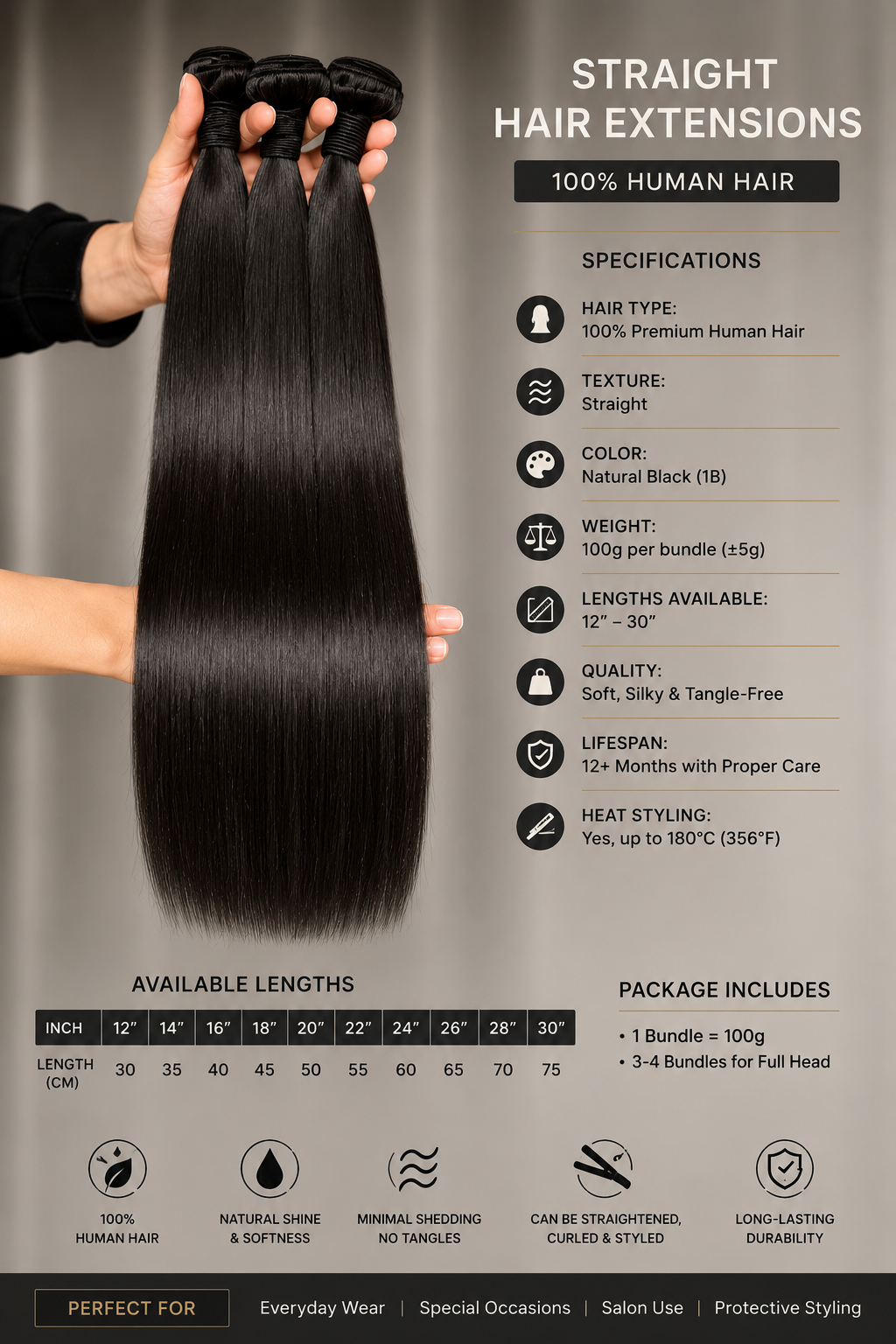 Luxe Straight Weft Hair Extensions | 100% Human Hair