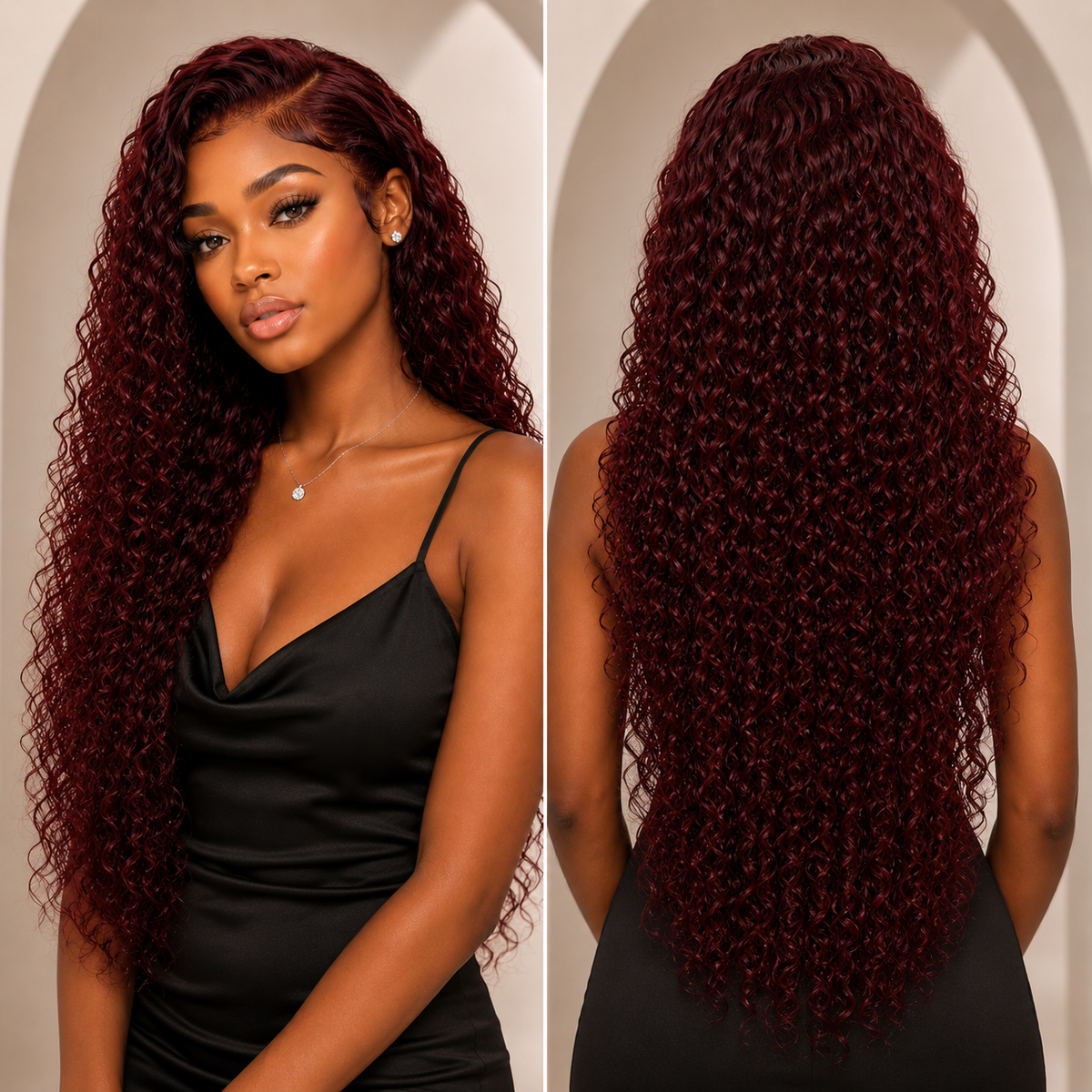 Italian curly Burgundy front lace wig