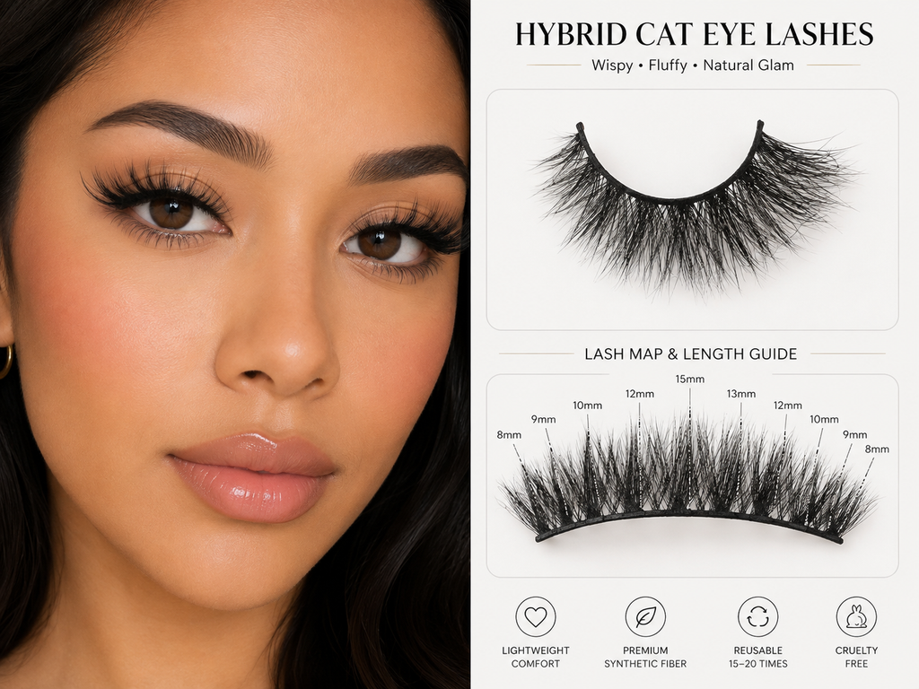 Date Nigth Cat Eye Hybrid 3D Mink Lashes